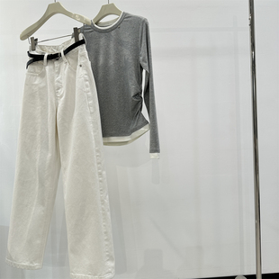 “法式老钱报恩裤”高密纯棉白色牛仔裤女26春高腰显瘦百搭直筒裤