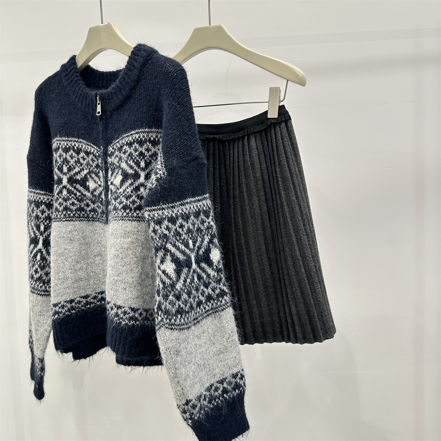 费尔岛软糯拉毛毛衣外套女韩系复古提花宽松针织拉链开衫上衣早春,女装/女士精品,毛衣,淘宝优惠券,粉丝福利购,淘宝优惠卷