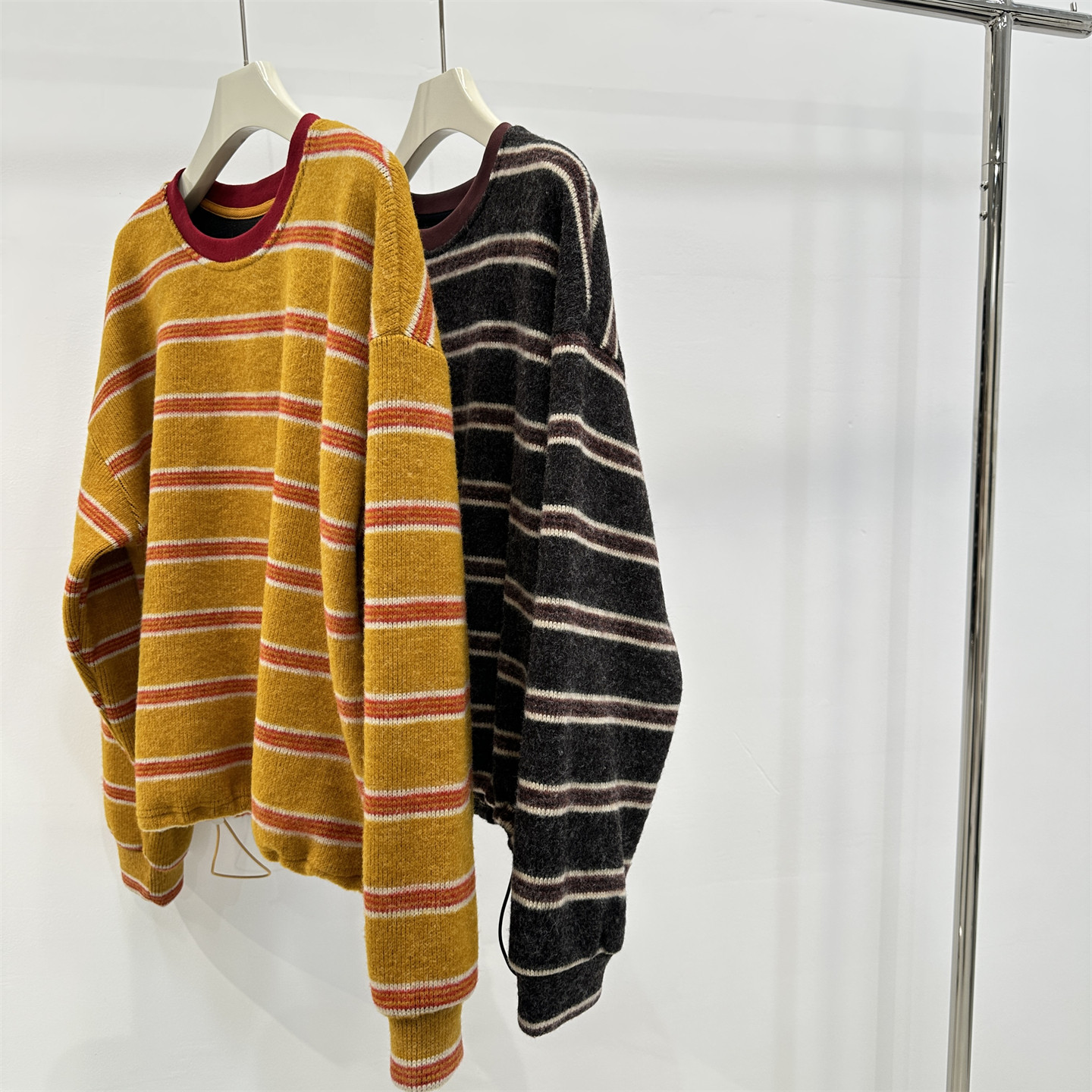 韩系撞色绒感针织条纹卫衣女秋冬百搭显白休闲圆领抽绳上衣打底衫,女装/女士精品,卫衣/绒衫,淘宝优惠券,粉丝福利购,淘宝优惠卷