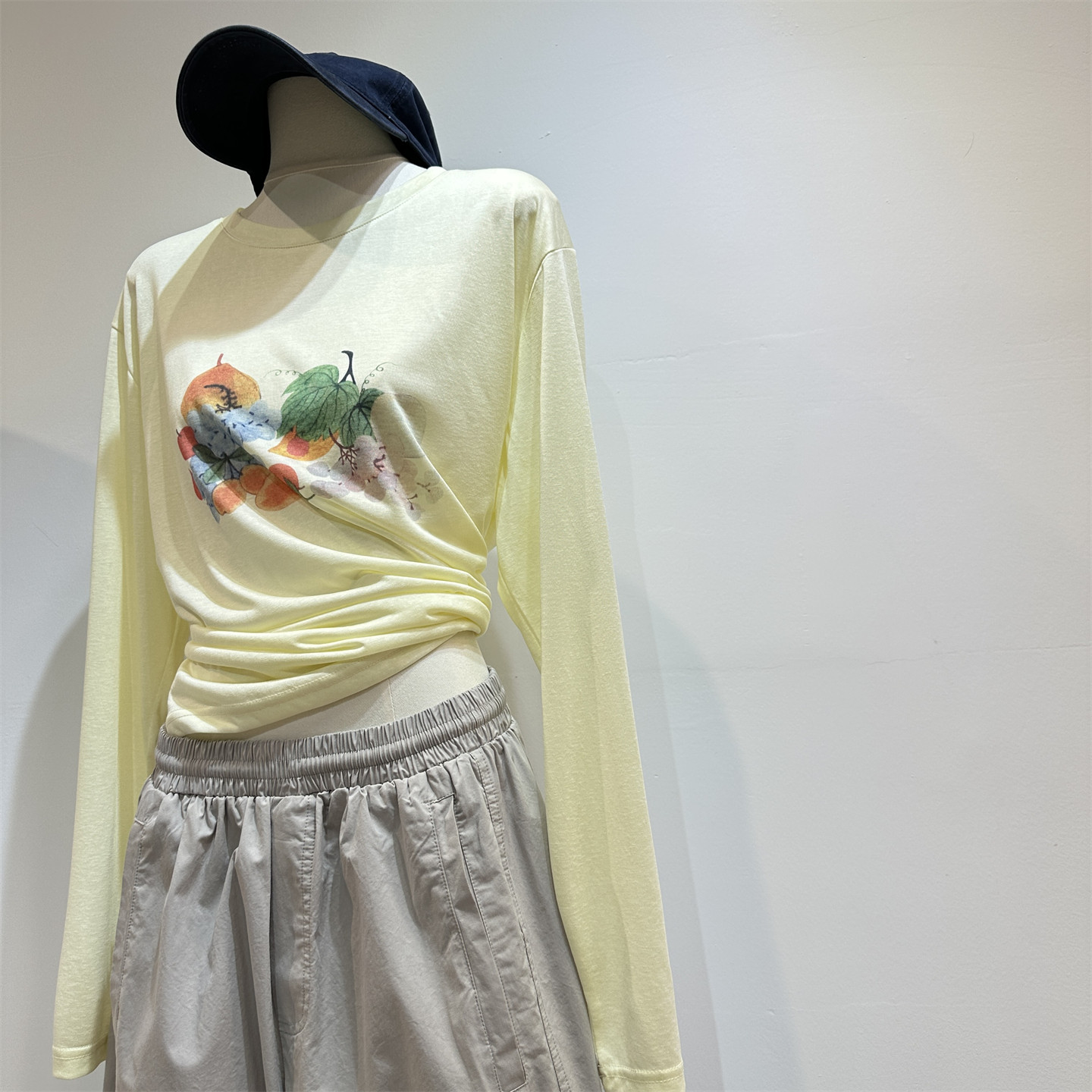 水果tee春夏季宽松百搭实穿派印花圆领套头休闲长袖防晒T恤衫上衣