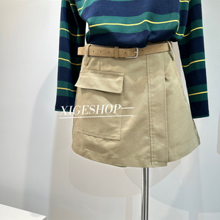 斜纹棉质不规则设计感半身裙女早秋新款工装风显瘦休闲A字短裙裤