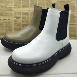 工厂尾单真皮切尔西厚底圆头英伦风百搭时尚 休闲马丁靴烟筒靴男靴