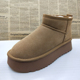 撤柜真皮头层反绒牛皮厚底轻便防滑加绒保暖秋冬季 圆头雪地靴女靴