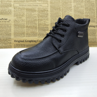真皮头层牛皮加绒厚绒羊毛商务休闲马丁靴厚底上线百搭爸爸鞋 男靴