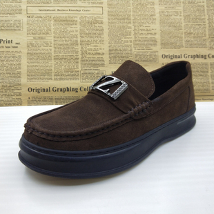 撤柜清仓真皮头层反绒牛皮一脚蹬上线时尚乐福鞋软底驾车鞋男皮鞋