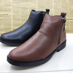 工厂尾单真皮侧拉链防滑软底加绒厚绒保暖秋冬季 防滑马丁靴男靴子