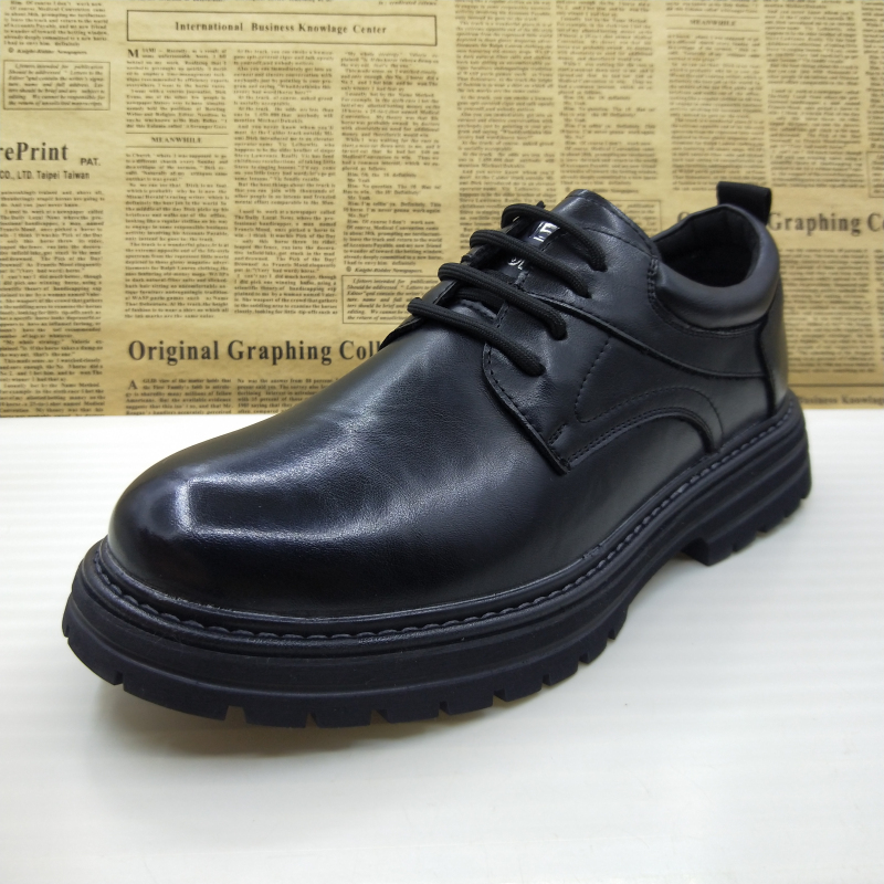 圆头商务正装防滑系带男皮鞋