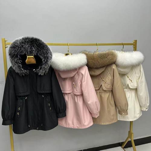 真皮毛派克服獭兔内胆可拆卸毛领