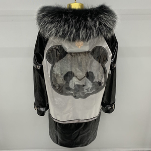 派克服女款时尚韩版长款连帽皮草女外套大衣獭兔内胆可拆卸毛领冬
