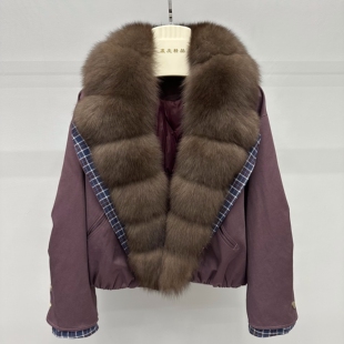 2025新款羽绒服女士时尚短款皮草外套狐狸毛领可拆卸爆款冬装服饰