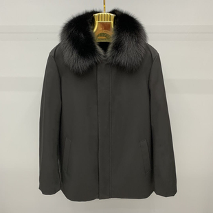 派克服男款 皮草外套獭兔内胆可拆卸狐狸毛领中老年尼克服冬 爸爸装