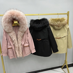 真毛獭兔内胆可拆卸千帆派克服女