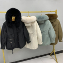 皮草外套大衣狐狸毛领可拆卸獭兔内胆 韩版 万人迷派克服女新款 时尚