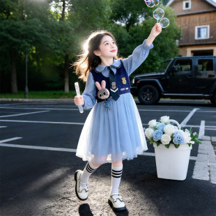 洋气儿童套装连衣裙2026裙子两件套新款公主裙大童女童马甲春秋季