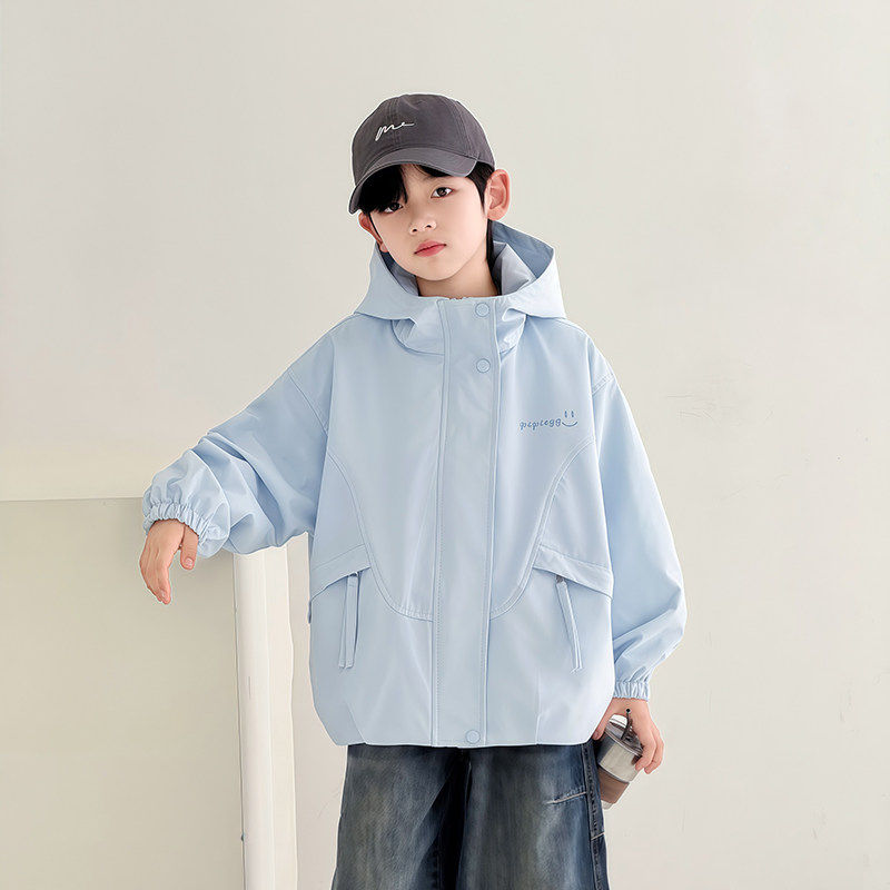 春款风儿童休闲拉链连帽男童2026外套春秋装夹克潮酷衣服上衣学生