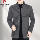 中年立领夹棉加厚爸爸装 皮尔卡丹羊毛呢外套男士 休闲夹克秋冬新款