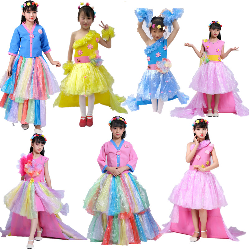 环保服装儿童时装秀幼儿园女孩