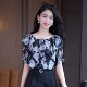 宽松遮肚显瘦上衣荷叶边小衫 时尚 新款 女2025年夏季 洋气碎花雪纺衫