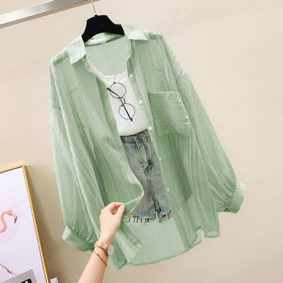 防晒衣服女开衫薄款外套2025年夏季大码新款雪纺衬衫韩版气质宽松