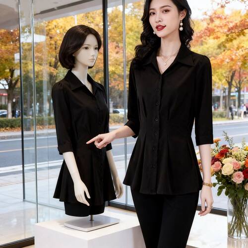 大码女装胖MM衬衫2026新款宽松显瘦减龄洋气白上衣收腰遮肉衬衣女
