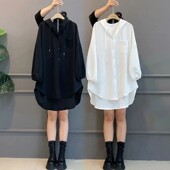 春夏大码 胖mm韩版 宽松显瘦百搭连帽开衫 高级感简约休闲上衣外套女