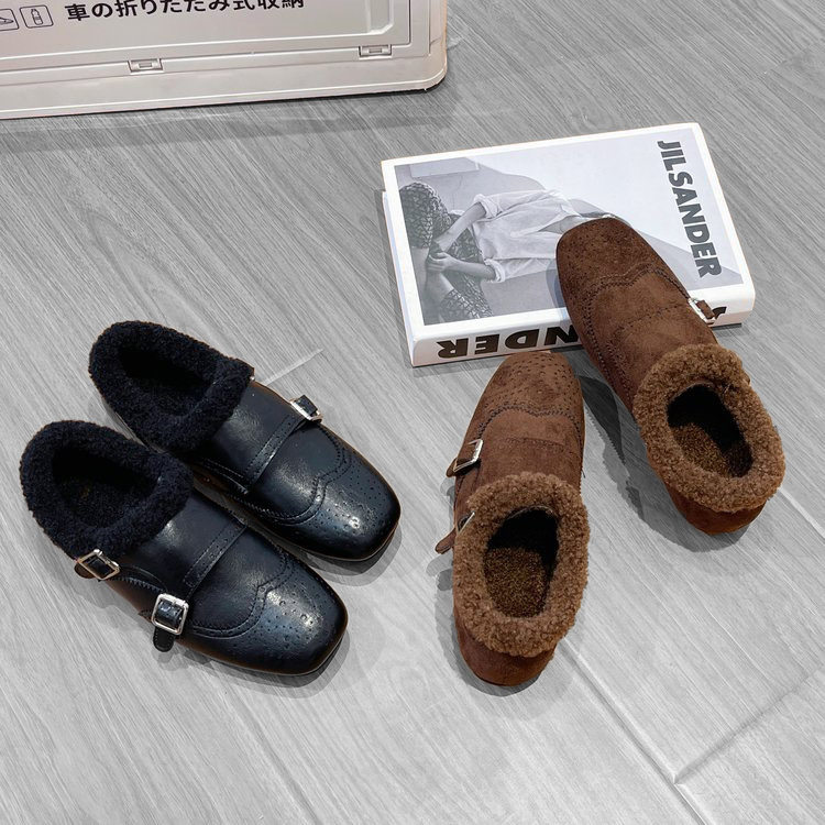 3919英伦风布洛克双皮带扣勃肯鞋女秋冬新款加绒毛口保暖平底鞋,女鞋,时尚休闲鞋,淘宝优惠券,粉丝福利购,淘宝优惠卷