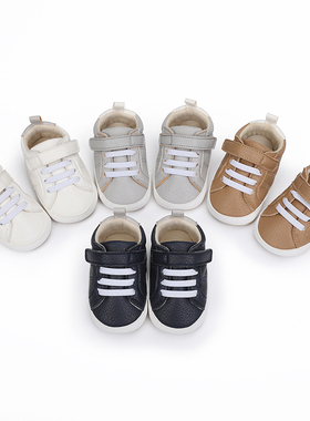 春秋0-1岁婴儿鞋子小白鞋男女宝宝纯色室内学步鞋魔术贴软底防滑