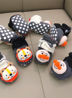 新生婴儿宝宝鞋步前鞋魔术贴0-1男女防滑6-12个月摇粒绒保暖棉鞋