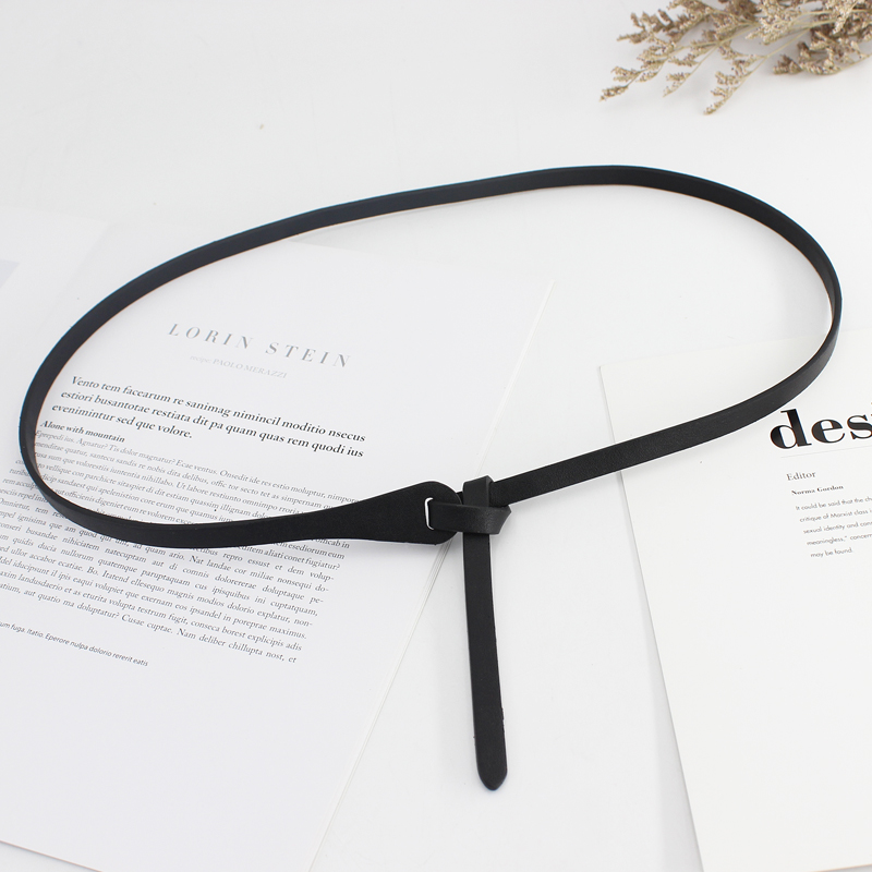 细腰带女士韩版简约百搭配裙子pu软皮带复古港风装饰收腰打结绑带