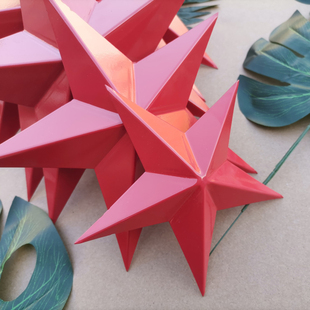 定制铁艺大红立体五角星装 饰挂件吊顶墙饰大五角星会议室墙面壁挂