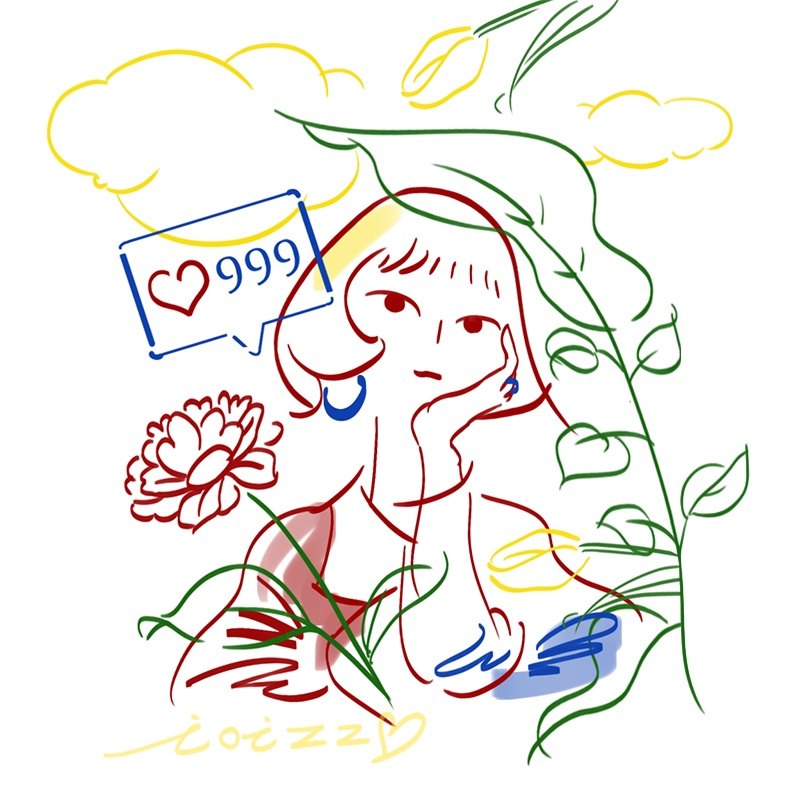 手绘头像简约线条风彩色定制设计卡通人物照片转漫画头像约稿lee