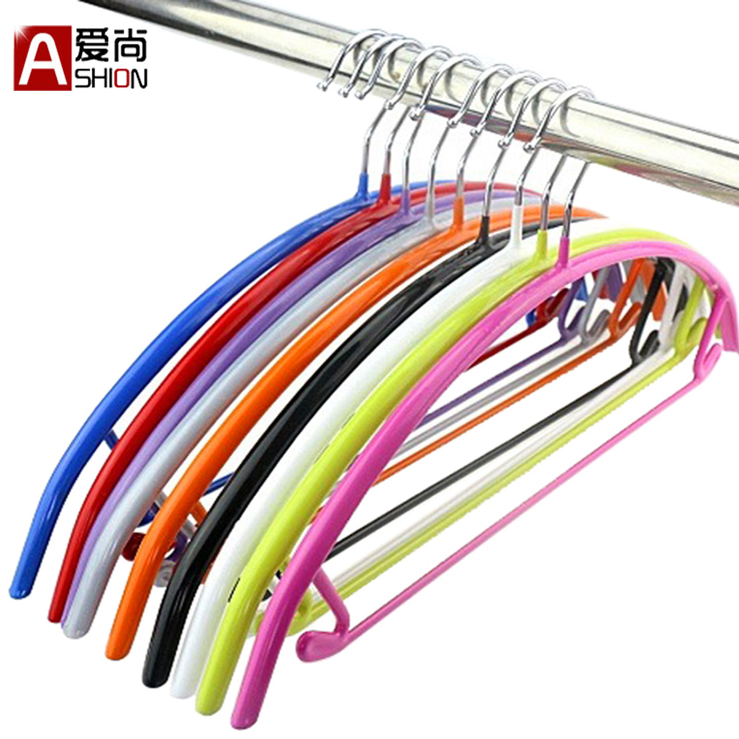 爱尚加粗加厚半圆无痕浸塑防滑护肩衣架不起包晾晒套装衣裤架收纳,收纳整理,金属衣架,淘宝优惠券,粉丝福利购,淘宝优惠卷