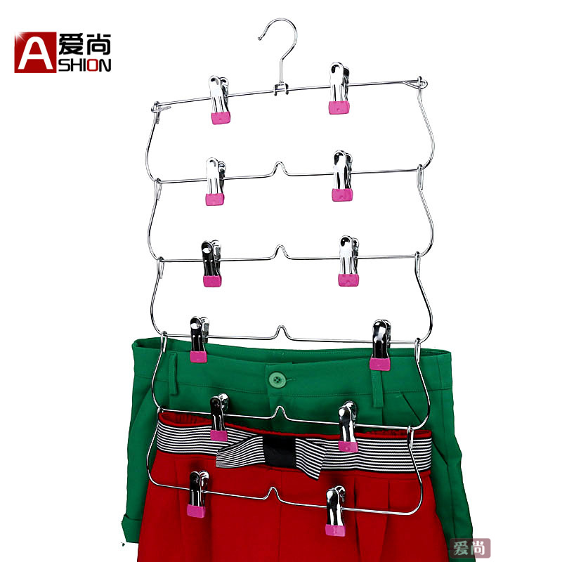 爱尚可折叠多层裙裤架防锈无痕防滑带夹省空间衣架宿舍加粗收纳