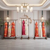 展示架礼服馆陈列架汉服落地衣帽架国风服装 中式 服装 店衣架组合木