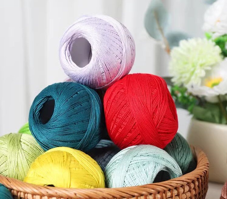 真丝棉丝光亚麻棉麻蕾丝线7号手工编织钩针材料包细毛线团