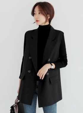 春秋西装修身黑色马甲