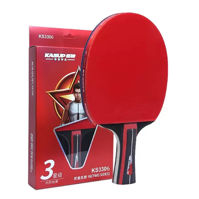 狂神双反胶三星长短柄乒乓球拍配拍包送六个装星级乒乓球