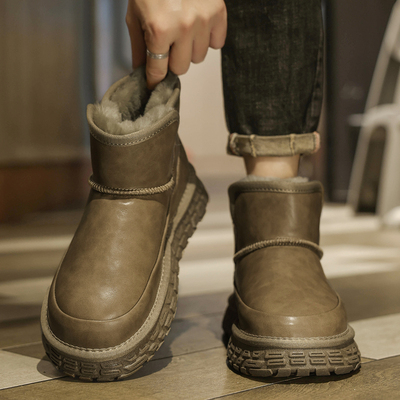 皮毛一体雪地靴男冬季新款
