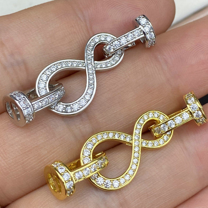 项链扣子毛衣链搭扣diy手工珍珠项链扣头8字形手链卡扣18k注金新