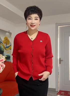 百搭针织衫妈妈装套头V领