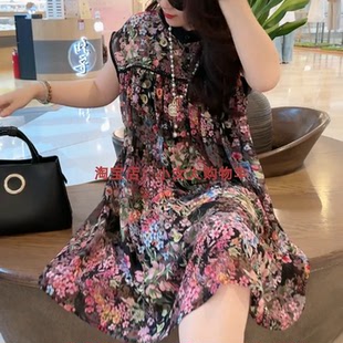 宽松遮肚中长裙女 2025夏季 新款 时尚 气质百搭显瘦碎花连衣裙女短袖
