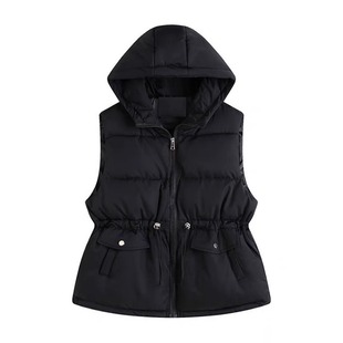 时尚羽绒棉衣马甲外穿女款冬季新款宽松连帽背心学生马夹坎肩棉服