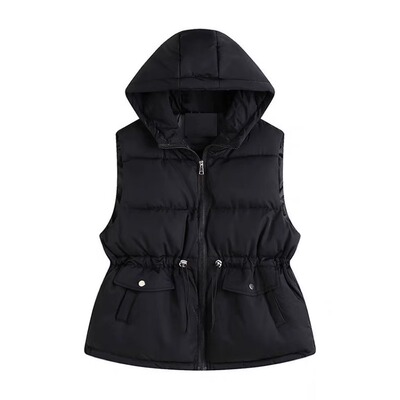 时尚羽绒棉衣马甲外穿女款冬季新款宽松连帽背心学生马夹坎肩棉服