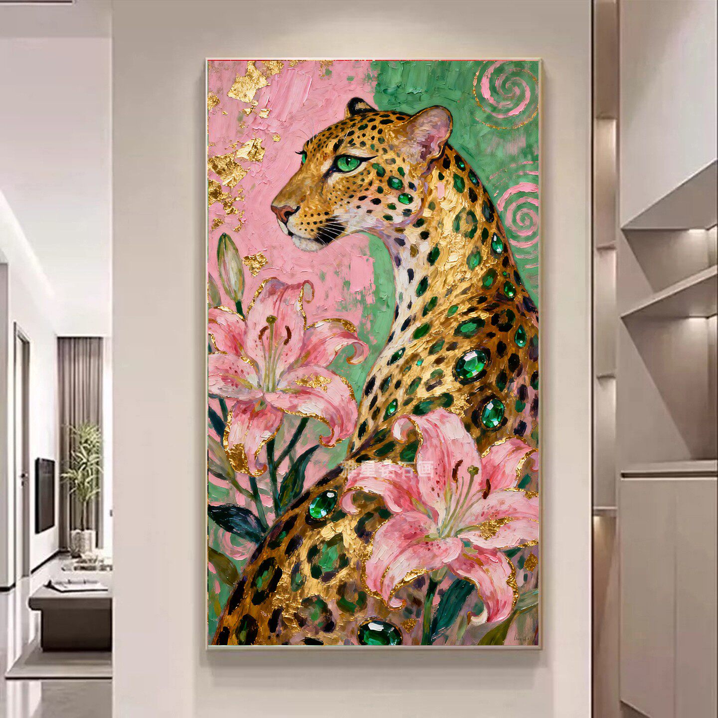 DIY树脂方满钻钻石画粉色百合花绿宝石金色豹子二贴钻钻石绣带钻