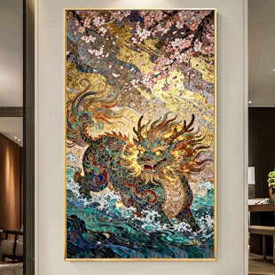 DIY高难度复杂DIY贴钻方钻满钻钻石画山海经神兽桃花渡水麒麟玄关