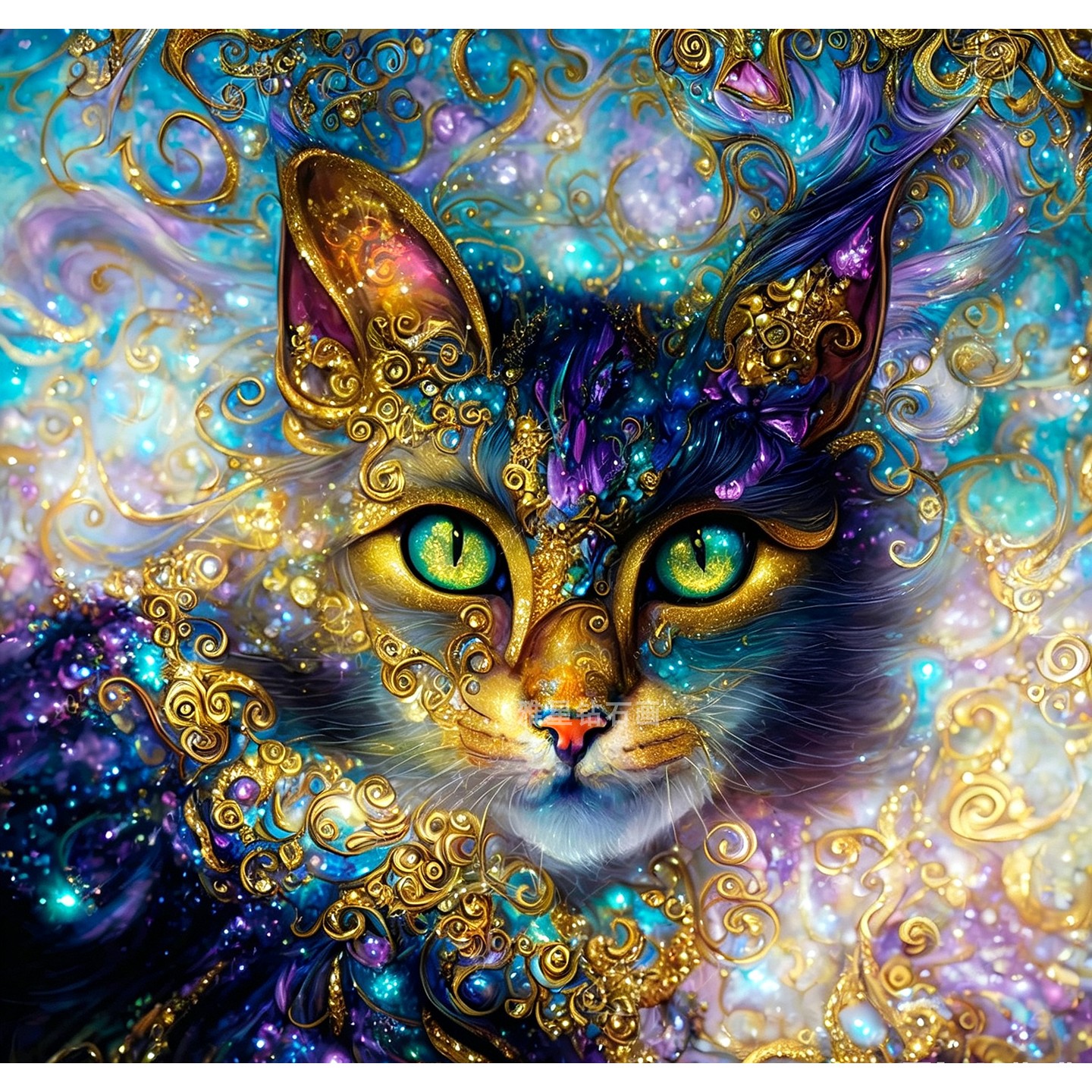 高级感DIY树脂方钻满钻钻石画星空炯炯有神的猫咪手工贴钻钻石绣