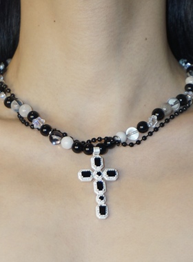 Starfire钛钢叠带个性锆石项链