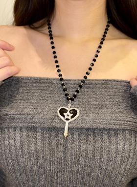 欧美十字架黑色锁骨链