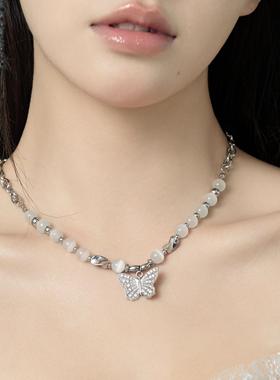 原创高级感猫眼石蝴蝶锁骨链