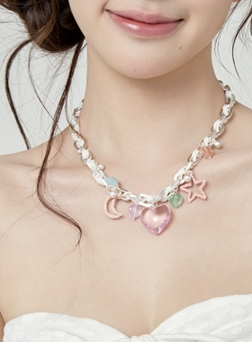 Starfire原创多巴胺爱心吊坠项链女款2025新款夏日度假挂脖配饰女